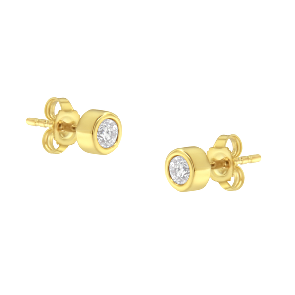 10K Yellow Gold 1/4ct. TDW Diamond Bezel Stud Earrings (H-I,SI2-I1)