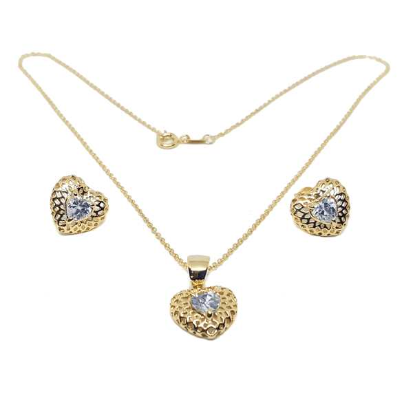 (1-6272-h8) Gold Filled CZ Heart Set.