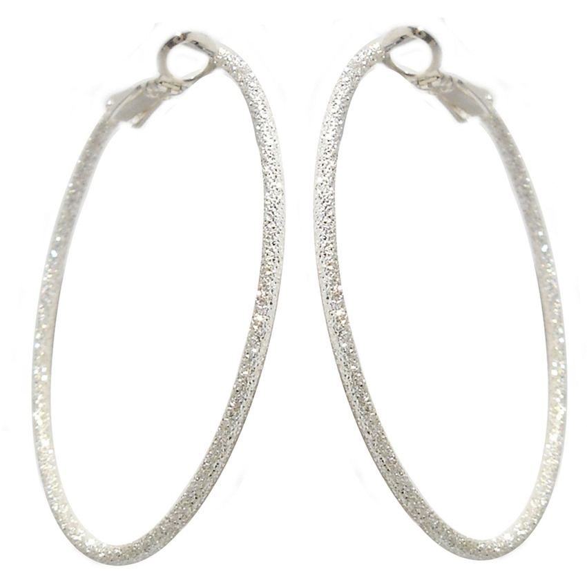 Zirconite 40mm Diamond Cut Hoop Earrings