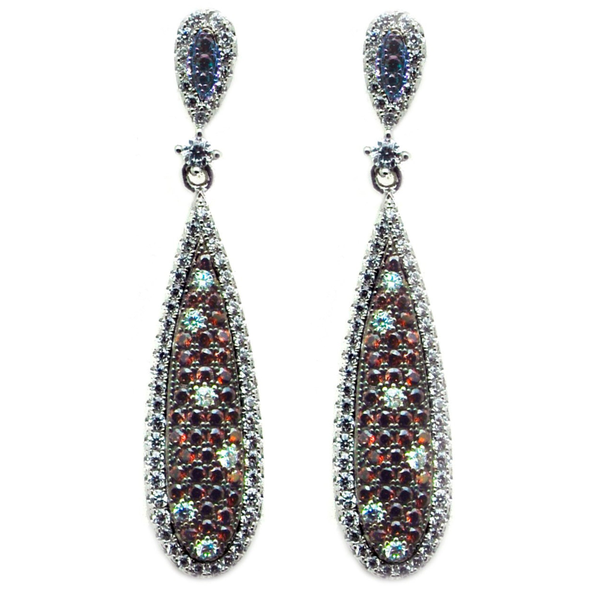 Elegant chocolate chip and white cubic zirconia drop earrings