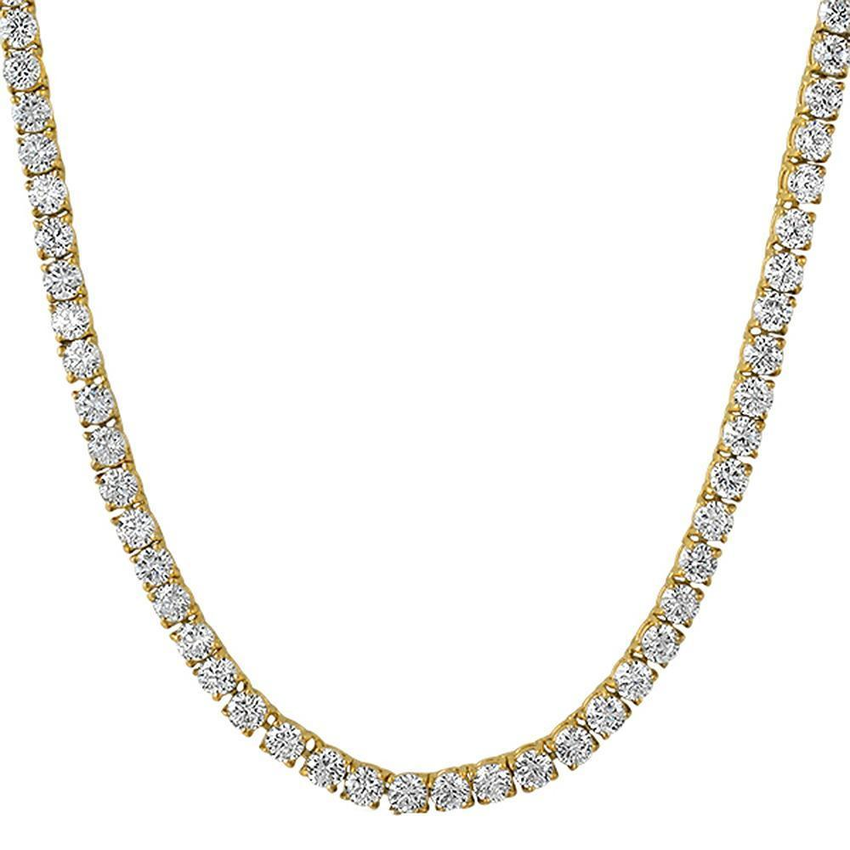 .925 Sterling Silver 4MM CZ Tennis Chain Gold