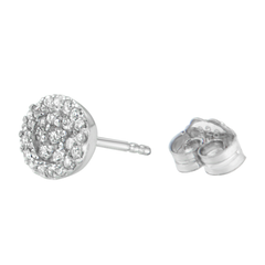 14k White Gold 1/2ct TDW Floral Cluster Diamond Stud Earrings (H-I, I1-I2)