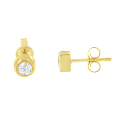 10K Yellow Gold 1/3ct. TDW Diamond Bezel Stud Earrings (H-I,SI2-I1)