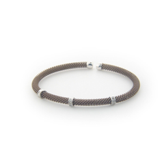 Fronay Co .925 Sterling Silver Diamond Bangle Mesh Bracelet dipped in Chocolate Gold ( 0.10 cttw)