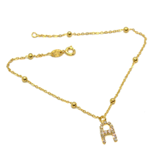 (1-0059-2453-h8) Gold Filled Initial Anklet, 10".