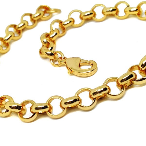 (1-0845-h5) Gold Plated Rolo link Bracelet, 7mm.