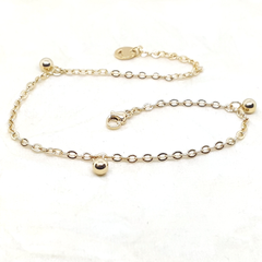 4-3307-h2 Gold Plated over Steel Ball Charms Anklet. 10"