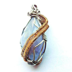 Blue Lace Agate Necklace - Gold & Silver