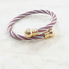 4-5002-h2 Stainless Steel Two Tone Wire Balance Bangle.