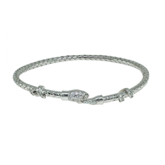Thick Spiga Design CZ Snake Head Bangle Bracelet (Felxible)