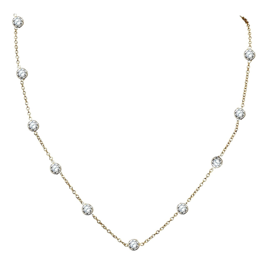 ZIRCONITE 10-STATION CUBIC ZIRCONIA STERLING SILVER NECKLACE