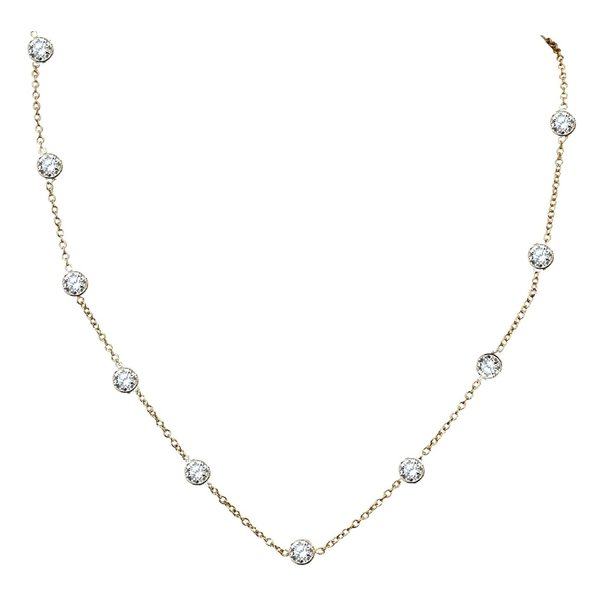 ZIRCONITE 10-STATION CUBIC ZIRCONIA STERLING SILVER NECKLACE