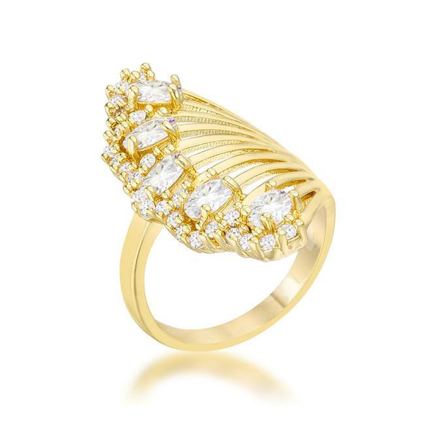 Geometric Natalie 2.15ct CZ 14k Gold Contemporary Cocktail Ring