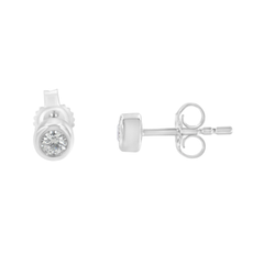 10K White Gold 1/6ct. TDW Diamond Bezel Stud Earrings (H-I,SI2-I1)