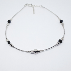 2-0117-h2 Sterling Silver Beaded Anklet, 5mm bead