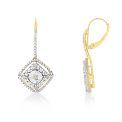 Yellow Plated Sterling Silver 0.25ct TDW Rose Diamond Dangle Earring (I-J,I2-I3)