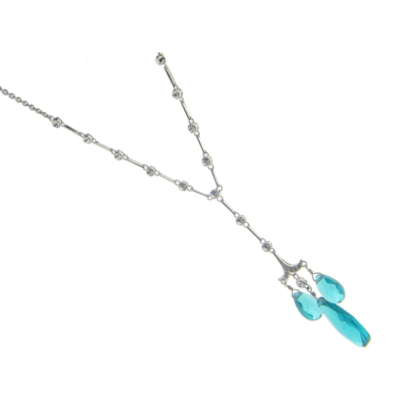 Aqua Green Crystal Chandellier Necklace