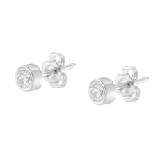 10K White Gold 1/5ct. TDW Diamond Bezel Stud Earrings (H-I,SI2-I1)