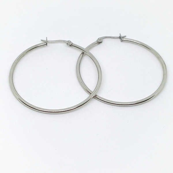 4-2119-h2 Stainless Steel Classic Hoop Earrings, 45mm.