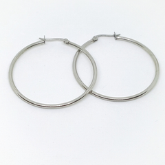 4-2119-h2 Stainless Steel Classic Hoop Earrings, 45mm.