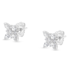 14K White Gold 1.00ct TDW Marquise Diamond Flower Stud Earring (H-I, SI1-SI2)