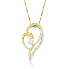 Espira 10K Two-Tone Gold 1/6 CTTW Round Cut Diamond Layers of Love Pendant Necklace (J-K, I1-I2)