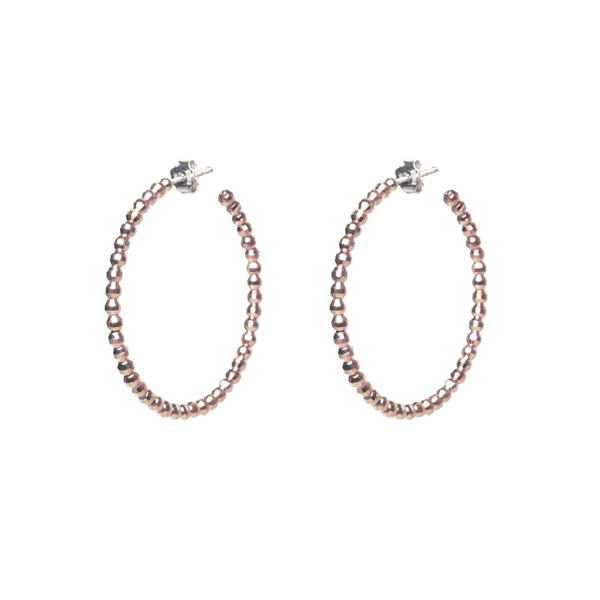 Rose Diamond Cut Pebbles Hoop Earrings