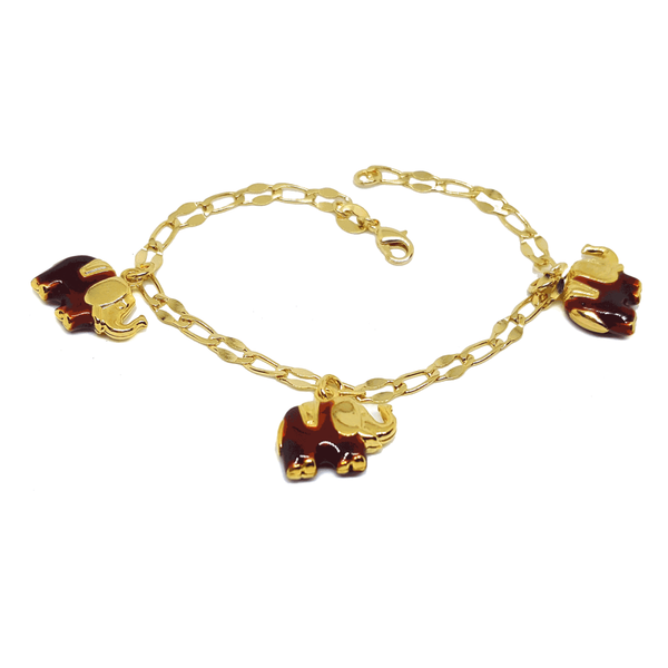 (1-0560-h7) Gold Overlay Elephants Bracelet, 7-1/2".