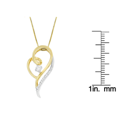 Espira 10K Two-Tone Gold 1/6 CTTW Round Cut Diamond Layers of Love Pendant Necklace (J-K, I1-I2)
