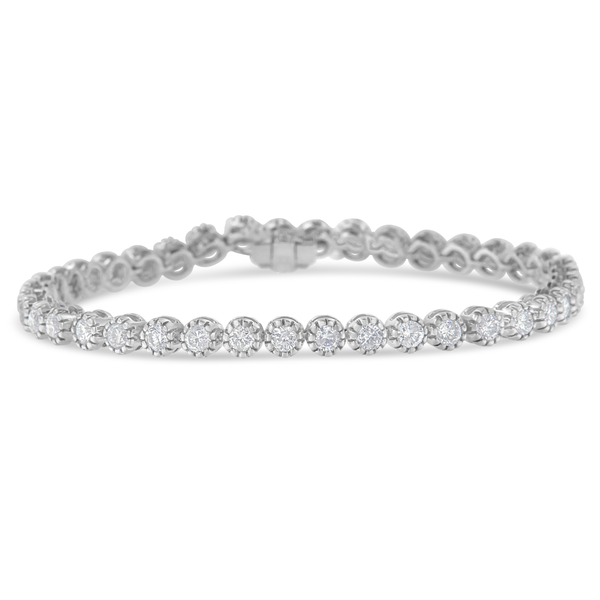 14K White Gold 4ct TDW Round-Framed Diamond Tennis Bracelet (H-I,I1-I2)