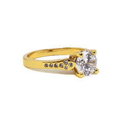 (1-3104-H6-1) 18kt Gold Overlay CZ Solitaire Ring.
