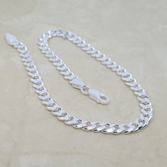 2-0110-h1 Sterling Silver Cuban Link Anklet. 6mm, 10".