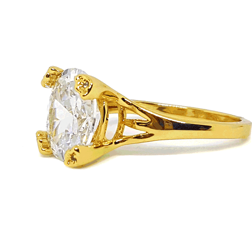 (MRIN-618-H6-3) 18kt Gold Overlay Solitaire Ring.