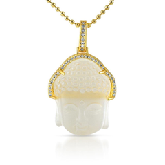 Crystal Buddha Pendant Gold CZ Outline
