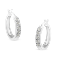 Sterling Silver 1/10ct TDW Rose cut Diamond Hoop Earrings (I-J, I3-Promo)