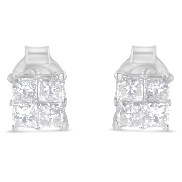 10K White Gold 3/4ct TDW Diamond Stud Earrings(H-I, SI2-I1)