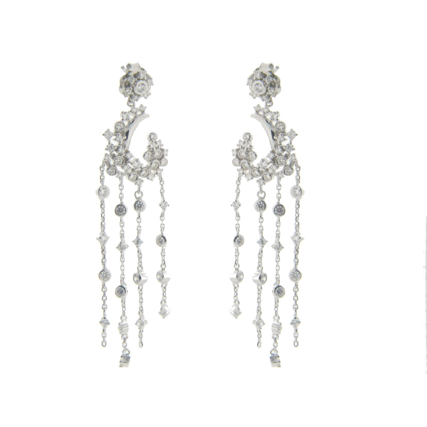 Estate Sterling SilverCubic Zirconia Dangling Cascade Chandelier Earrings