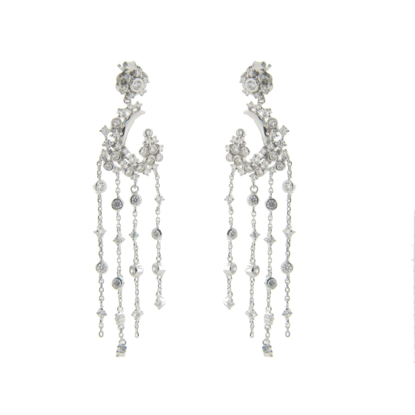 Estate Sterling SilverCubic Zirconia Dangling Cascade Chandelier Earrings