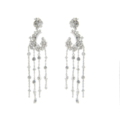 Estate Sterling SilverCubic Zirconia Dangling Cascade Chandelier Earrings