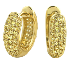 Rounded Hoop Earrings Lemonade CZ Micro Pave