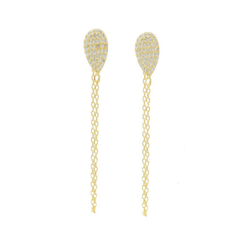 14k Gold over Silver Ball & Chain Studs, 1.75"