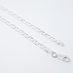 2-0112-h2 Sterling Silver Flat Mariner Link Anklet, 4mm