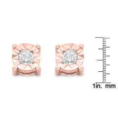 10k Rose-Gold Plated Sterling Silver .10ct. TDW Round-Cut Diamond Miracle-Plated Stud Earrings (J-K,I3)