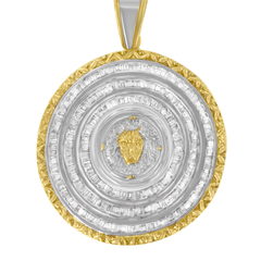 10K Two-Tone Gold 5 CTTW Diamond Lion Medallion Pendant Necklace (I-J, SI1-SI2)