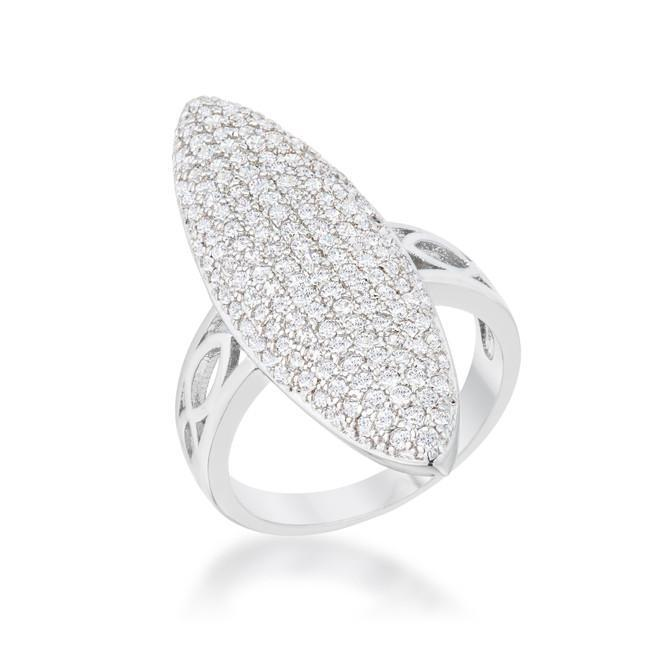 Geometric Bella 2.3ct CZ Rhodium Contemporary Cocktail Ring