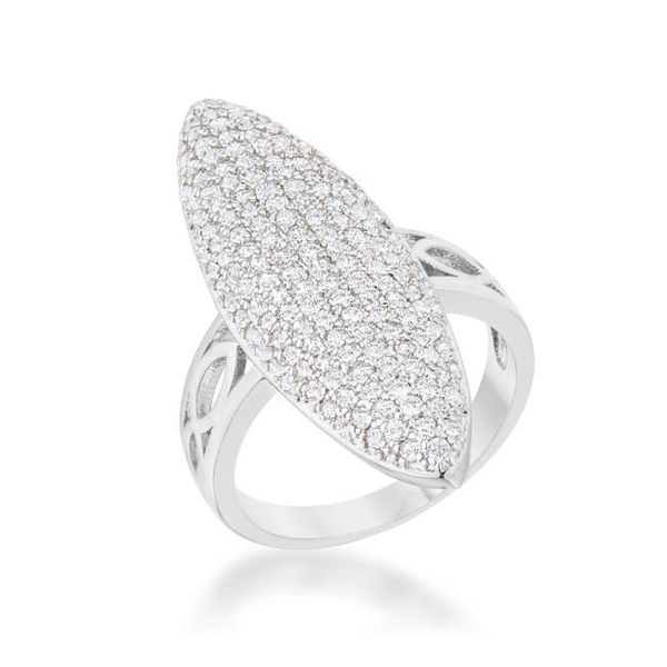 Geometric Bella 2.3ct CZ Rhodium Contemporary Cocktail Ring