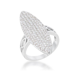 Geometric Bella 2.3ct CZ Rhodium Contemporary Cocktail Ring