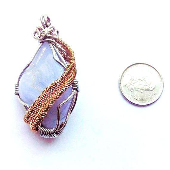 Blue Lace Agate Necklace - Gold & Silver