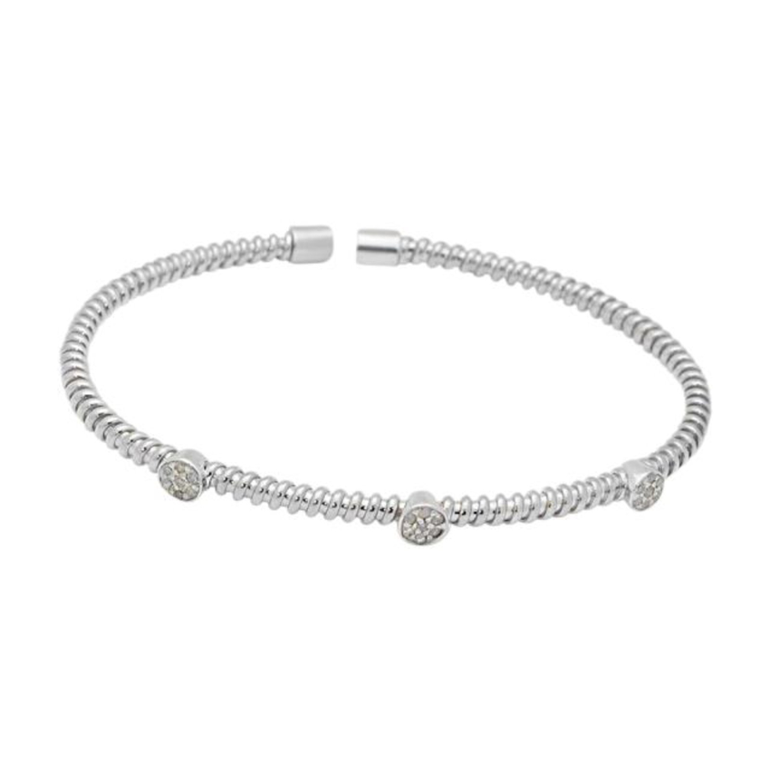 Fronay Co .925 Sterling Silver Twisted Diamond Station Bangle Bracelet (.21Ctts, Color K-L, Clarity I2-I3)
