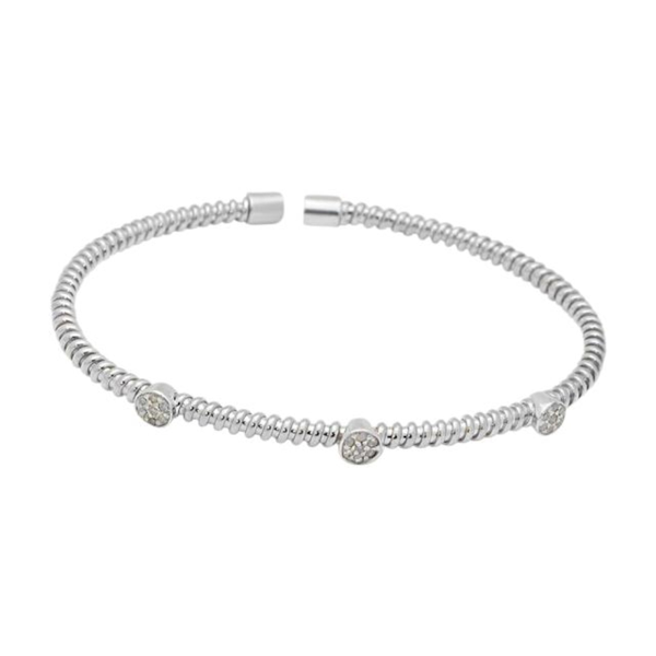 Fronay Co .925 Sterling Silver Twisted Diamond Station Bangle Bracelet (.21Ctts, Color K-L, Clarity I2-I3)